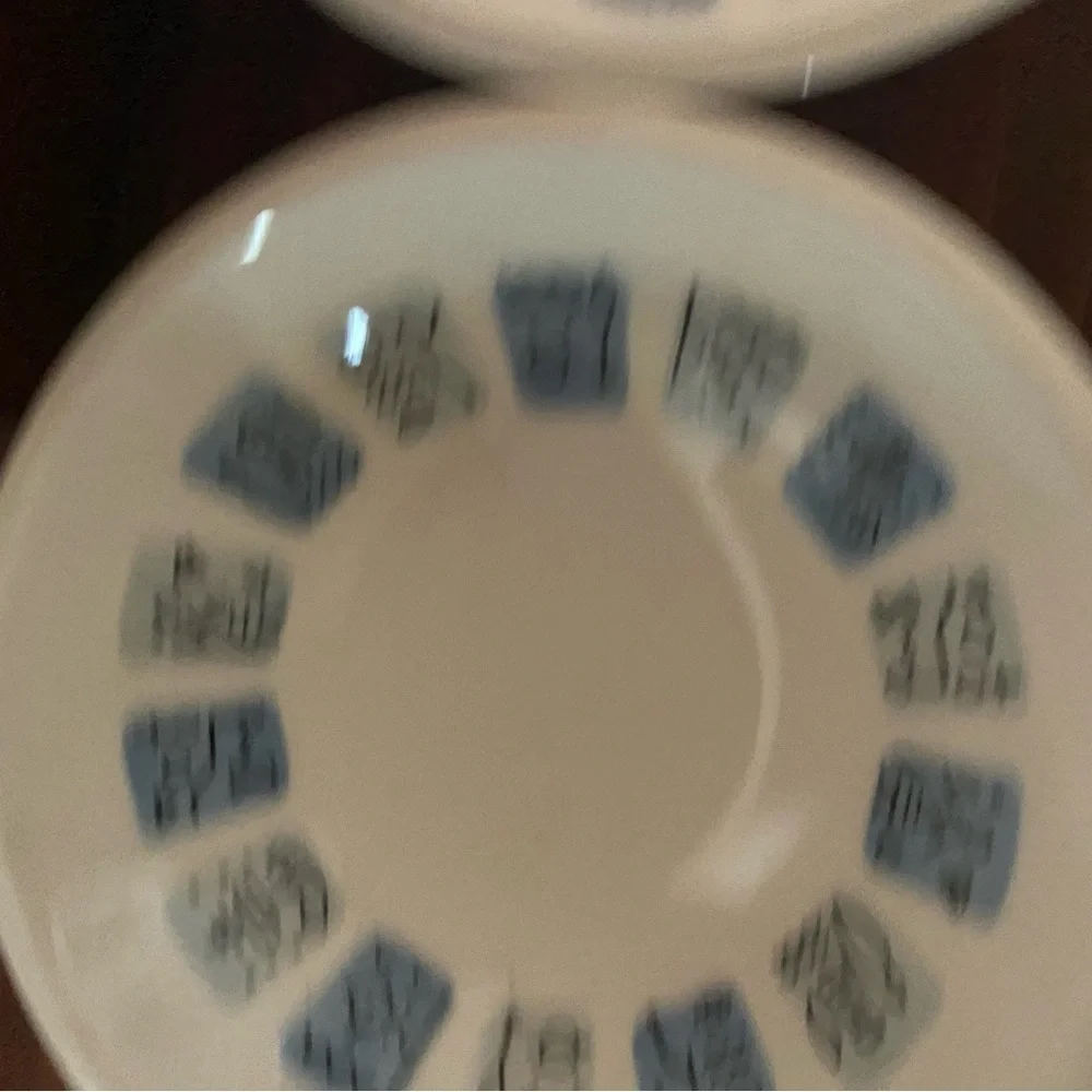 3 Rare Vintage Nola Ware Hand Painted Atomic Art Deco 3”Blue White Bowls MCM